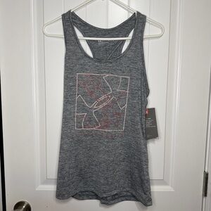 NEW Under Armour Tech Twist Graphic Racerback Tank Top Women’s Small Gray Pink